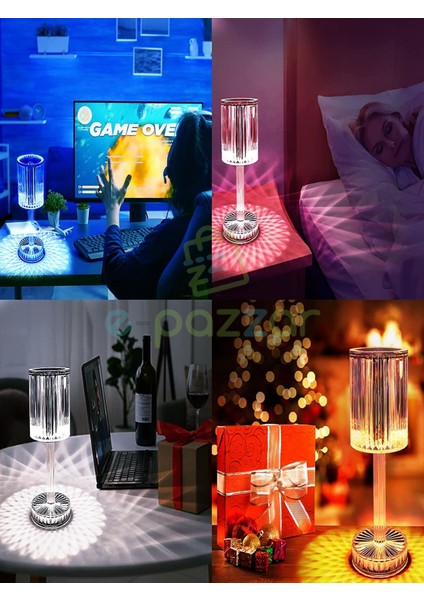 16 Renk 4 Mod Diamond Aydınlatma Masa Lambası Yuvarlak Abajur Dokunmatik & Kumandalı USB Şarjlı modelleri