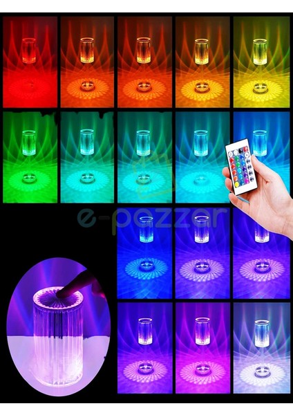 16 Renk 4 Mod Diamond Aydınlatma Masa Lambası Yuvarlak Abajur Dokunmatik & Kumandalı USB Şarjlı fırsatları