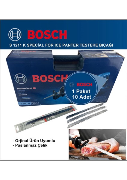 - Tilki Kuyruğu Bıçağı S 1211 K - Buz ve Kemik Kesme 2608652900 10'lu Paket fırsatları