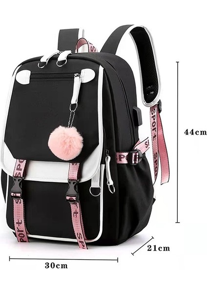 Kız Taşınabilir USB Şarj ve Kulaklık Jakı Sırt Çantası, Ortaokul Öğrencisi Sırt Çantası (Yurt Dışından) fiyatları