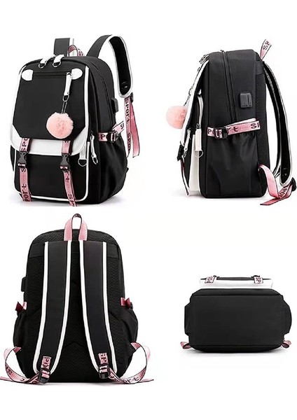 Kız Taşınabilir USB Şarj ve Kulaklık Jakı Sırt Çantası, Ortaokul Öğrencisi Sırt Çantası (Yurt Dışından) modelleri