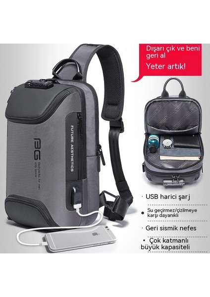 Erkek Iş Hırsız Omuz Çantası Teknoloji USB Hafif Açık Çapraz Göğüs Çantası (Yurt Dışından) modelleri