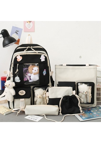 Kız Lise Öğrencileri Için Beş Parçalı Büyük Kapasiteli Güçlü ve Dayanıklı Sırt Çantası (Yurt Dışından)