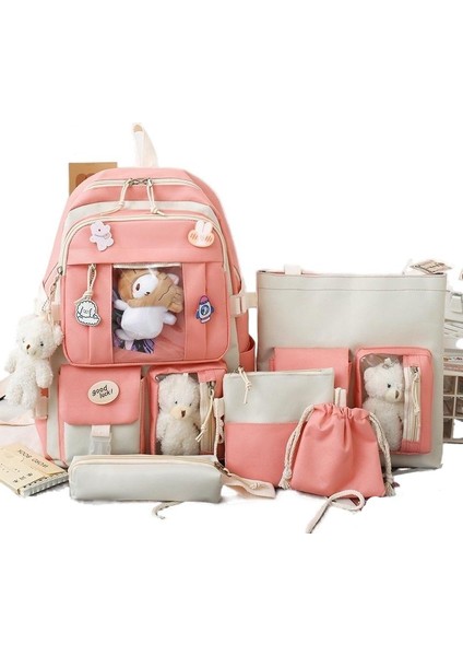 Kız Lise Öğrencileri Için Beş Parçalı Büyük Kapasiteli Güçlü ve Dayanıklı Sırt Çantası (Yurt Dışından)
