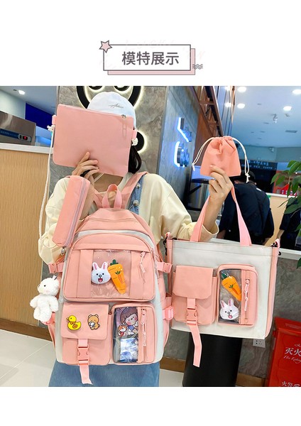 Kız Lise Öğrencileri Için Beş Parçalı Büyük Kapasiteli Güçlü ve Dayanıklı Sırt Çantası (Yurt Dışından) fiyatları