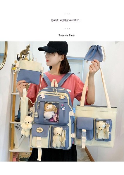 Kız Lise Öğrencileri Için Beş Parçalı Büyük Kapasiteli Güçlü ve Dayanıklı Sırt Çantası (Yurt Dışından) fırsatları