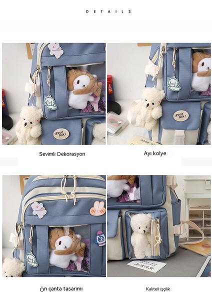 Kız Lise Öğrencileri Için Beş Parçalı Büyük Kapasiteli Güçlü ve Dayanıklı Sırt Çantası (Yurt Dışından) indirimleri