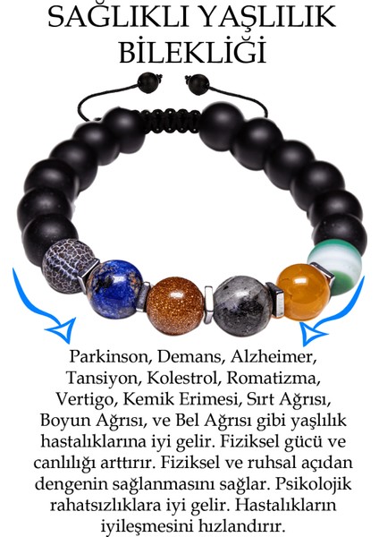 Sertifikalı Sağlıklı Yaşlılık Doğal Taş Bileklik (Akik Jasper Yıldız Lapis Oniks Taşı) fiyatları