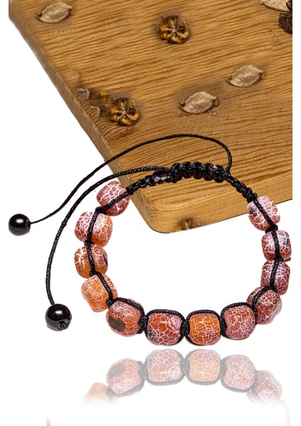 Sertifikalı Küp Kesim Damarlı Kırmızı Akik Taşı Bileklik