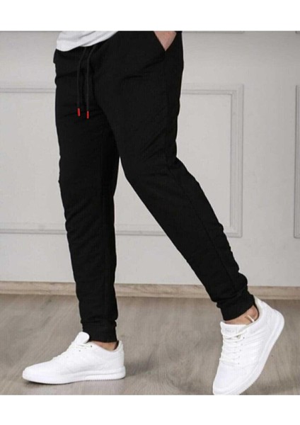 Relax Family Xf Erkek Yazlık Siyah Jogger Eşofman Altı Dar Paça Slim Fit RLX044513
