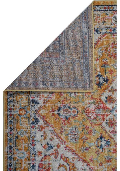 Konfor Vintage 7656 Sarı Klasik Eskitme Dokuma Halı 80 x 300 cm