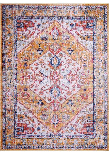 Konfor Vintage 7656 Sarı Klasik Eskitme Dokuma Halı 80 x 300 cm