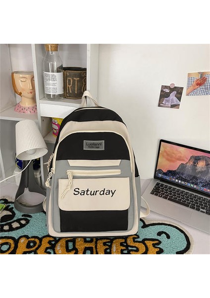 Renk Eşleşen Büyük Kapasiteli Sırt Kadın Ortaokul Öğrencileri Için Küçük ve Sevimli Okul Lise Öğrencileri Için Sırt Çantası (Yurt Dışından)