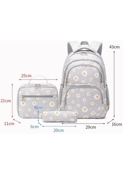 Baskılı Sırt Üç Parçalı Set Kız Öğrenci Için Okul Suya Dayanıklı Küçük Papatya Sevimli Çantası (Yurt Dışından) fiyatları