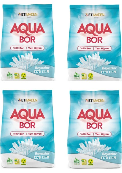 Aqua Bor Deterjan (Boron) Beyazlar 6 kg x 4 Adet