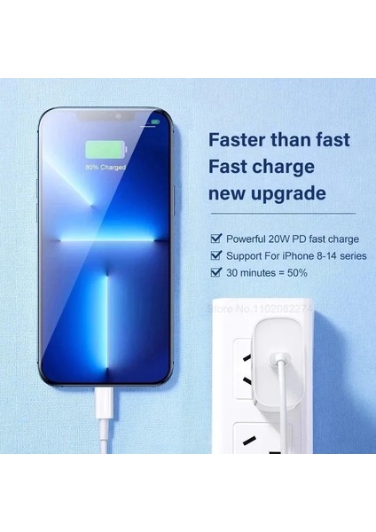 Apple iPhone Tüm Serilerle Uyumlu 20W Hızlı Şarj Aleti Apple iPhone 6 7 8 x 11 12 13 14 Plus modelleri