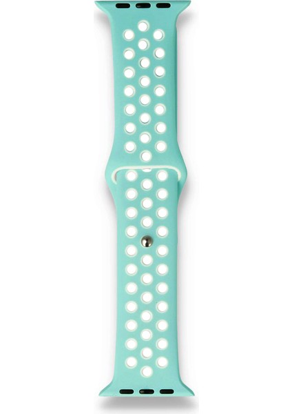 Apple Watch 38-40MM Silikon Kayış - Su Yeşili / Beyaz