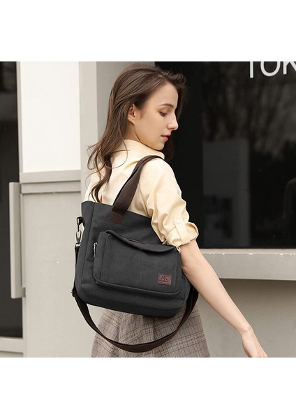 Laıbmfc Tuval Tote Crossbody Çanta - Siyah (Yurt Dışından)