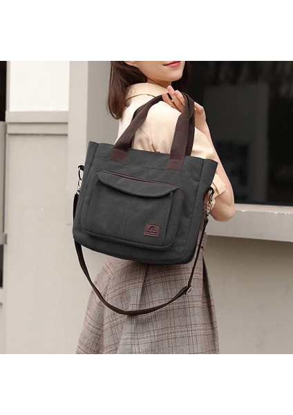 Laıbmfc Tuval Tote Crossbody Çanta - Siyah (Yurt Dışından)