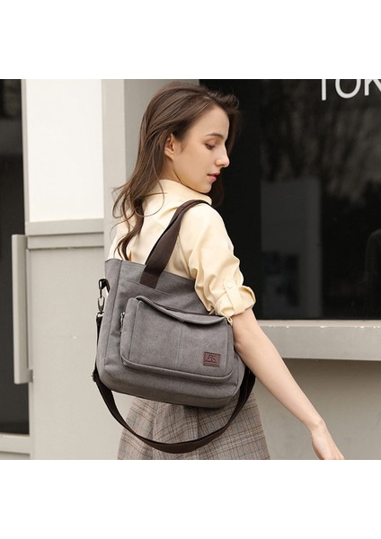 Laıbmfc Tuval Tote Crossbody Çanta - Gri (Yurt Dışından)