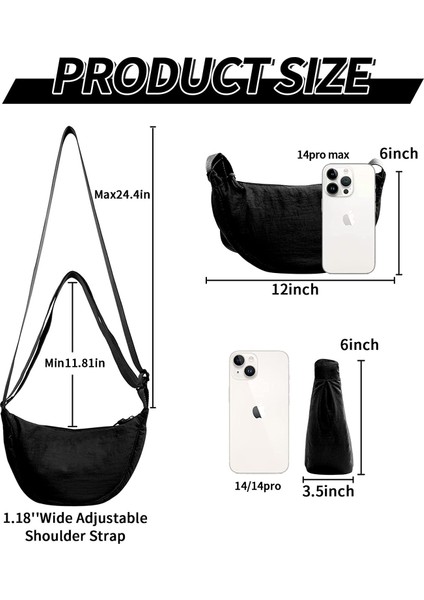 Laıbmfc Naylon Crossbody Sling Çantası - Siyah (Yurt Dışından)