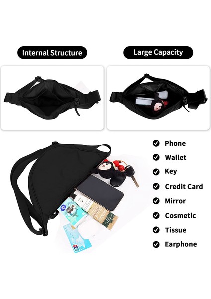 Laıbmfc Naylon Crossbody Sling Çantası - Siyah (Yurt Dışından)