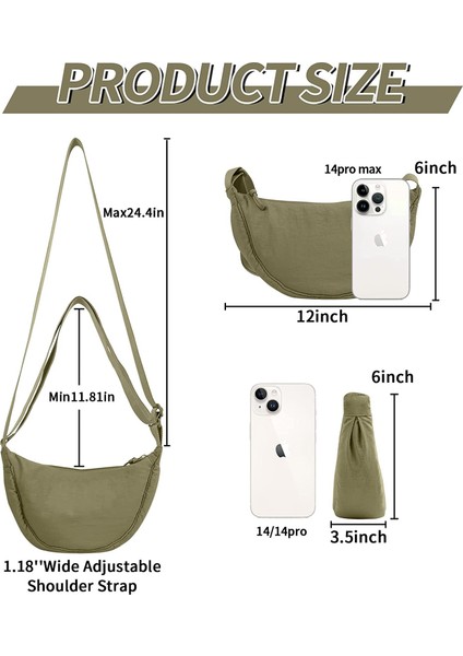 Laıbmfc Naylon Crossbody Sling Çantası - Zeytin Yeşili (Yurt Dışından)