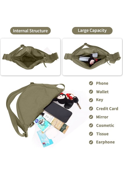 Laıbmfc Naylon Crossbody Sling Çantası - Zeytin Yeşili (Yurt Dışından)