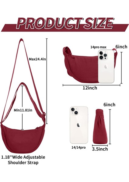 Laıbmfc Naylon Crossbody Sling Çantası - Şarap Kırmızısı (Yurt Dışından)