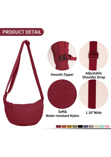 Laıbmfc Naylon Crossbody Sling Çantası - Şarap Kırmızısı (Yurt Dışından)