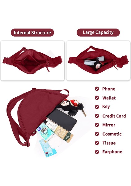 Laıbmfc Naylon Crossbody Sling Çantası - Şarap Kırmızısı (Yurt Dışından)
