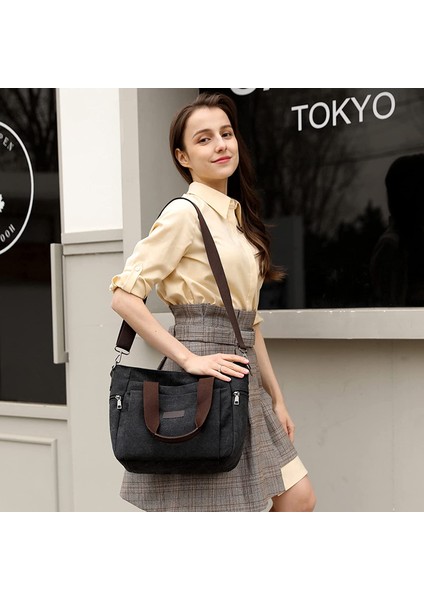 Laıbmfc Tuval Tote Crossbody Çanta - Siyah (Yurt Dışından)