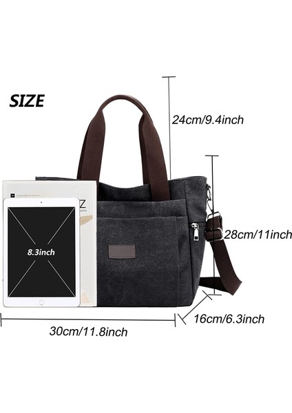 Laıbmfc Tuval Tote Crossbody Çanta - Siyah (Yurt Dışından)
