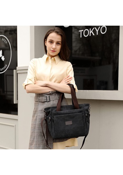Laıbmfc Tuval Tote Crossbody Çanta - Siyah (Yurt Dışından)