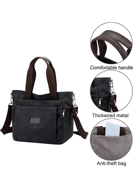 Laıbmfc Tuval Tote Crossbody Çanta - Siyah (Yurt Dışından)