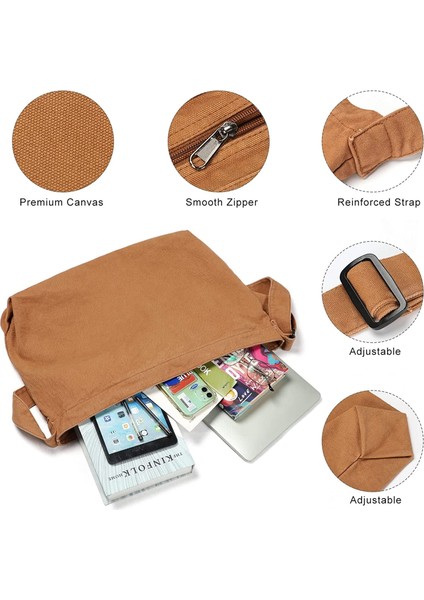 Laıbmfc Unisex Tuval Hobo Omuz Çantası - Kahverengi (Yurt Dışından)