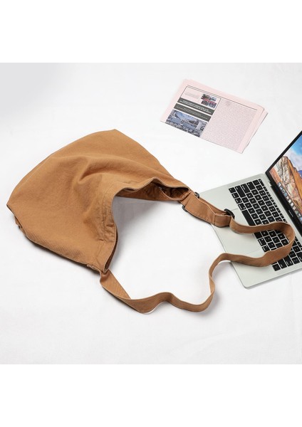 Laıbmfc Unisex Tuval Hobo Omuz Çantası - Kahverengi (Yurt Dışından)