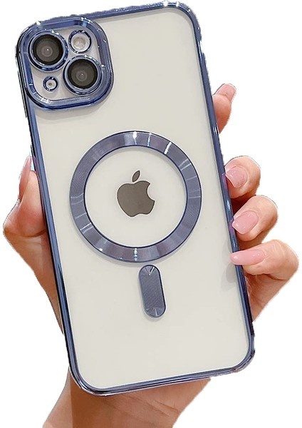 Apple iPhone 13 Kılıf Magsafe Kamera Lensli Korumalı Şeffaf Silikon Kapak