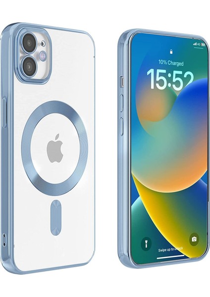 Apple iPhone 12 Kılıf Magsafe Kamera Lensli Korumalı Şeffaf Silikon Kapak