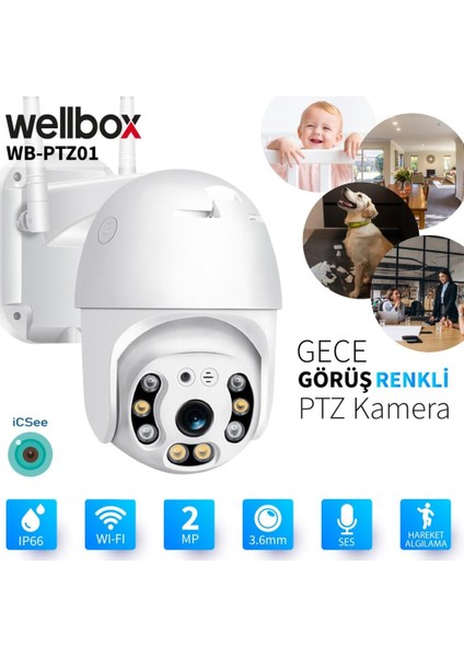 Wellbox WB-PTZ01 2mp 3.6mm Wifi Dış Ortam Ahd Pan Tilt Kamera