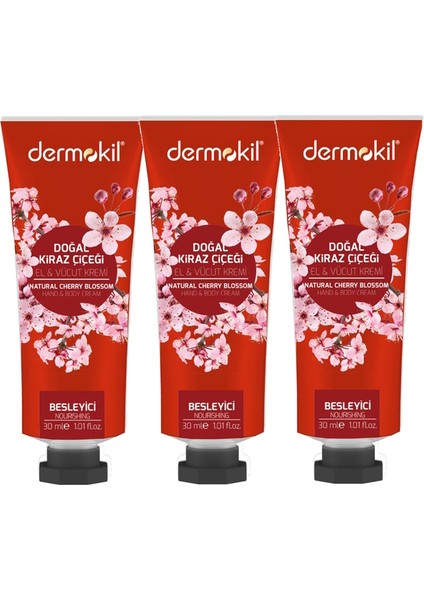 3'lü Kiraz Çiçeği El ve Vücut Kremi 30 ml x 3 Adet