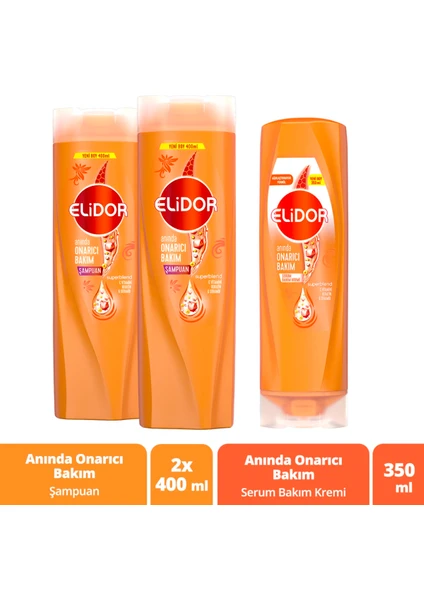 Superblend Saç Bakım Şampuanı Anında Onarıcı Bakım 400 ml X2 + Serum Bakım Kremi 350 ml