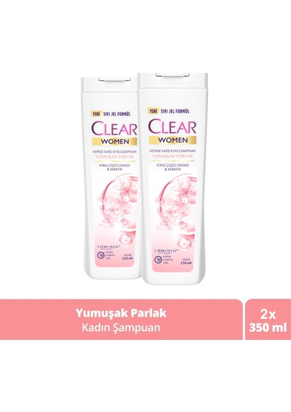 Women Kepeğe Karşı Etkili Şampuan Yumuşak Parlak Kiraz Çiçeği Esansı & Keratin 350 ml x2