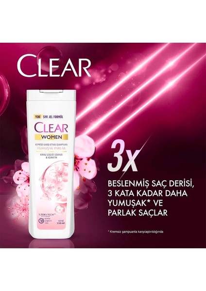 Women Kepeğe Karşı Etkili Şampuan Yumuşak Parlak Kiraz Çiçeği Esansı & Keratin 350 ml x2