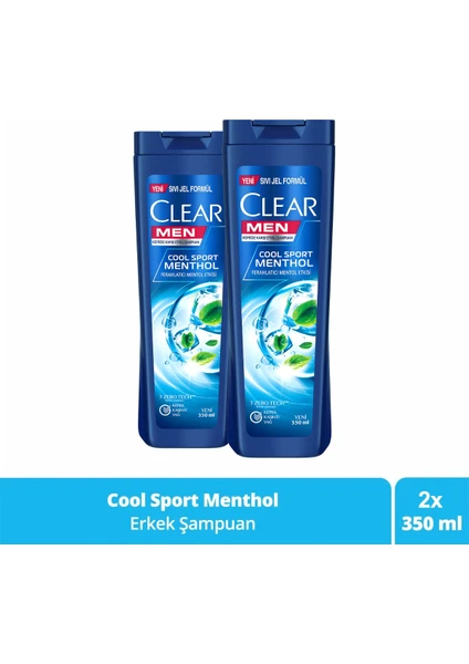 Men Kepeğe Karşı Etkili Şampuan Cool Sport Menthol Ferahlatıcı Mentol Etkisi 350 ml x2