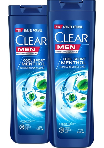 Men Kepeğe Karşı Etkili Şampuan Cool Sport Menthol Ferahlatıcı Mentol Etkisi 350 ml x2