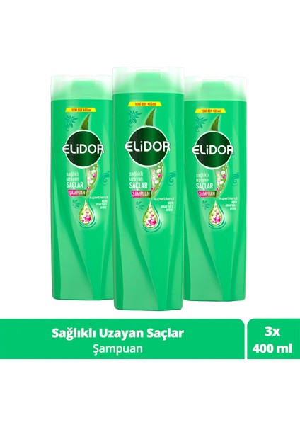 Superblend Saç Bakım Şampuanı Sağlıklı Uzayan Saçlar Biotin Argan Yağı Arjinin 400 ml x3