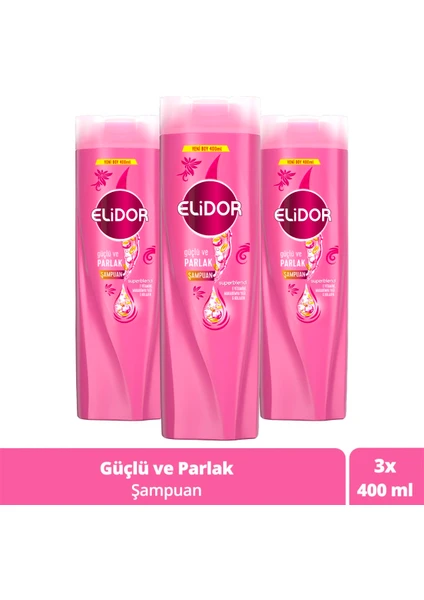 Superblend Saç Bakım Şampuanı Güçlü ve Parlak E Vitamini Makademya Yağı Kolajen 400 ml x3