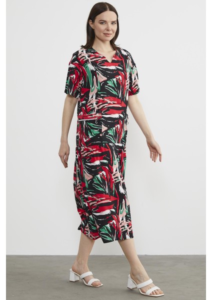 V Yaka Cep Detaylı Büyük Beden Elbise - Siyah fırsatları