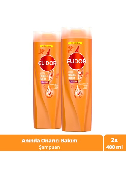 Superblend Saç Bakım Şampuanı Güçlü ve Parlak E Vitamini Makademya Yağı Kolajen 400 ml x2